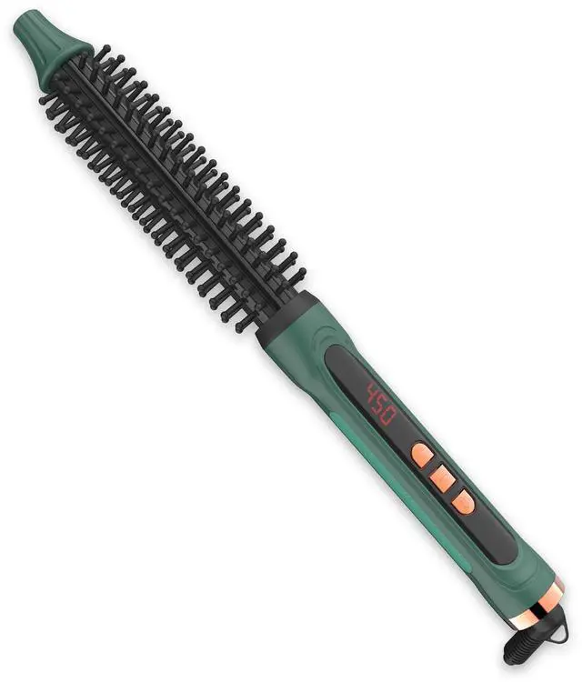 Main image of Mini Thermal Round Brush, 1/2 Inch Barrel Volume Heat Styling Brush for Men and Women Short Thin Curly Straight Hair, Heated Curling Iron,12 Temperature Setting (1.1 Inch with Bristles)