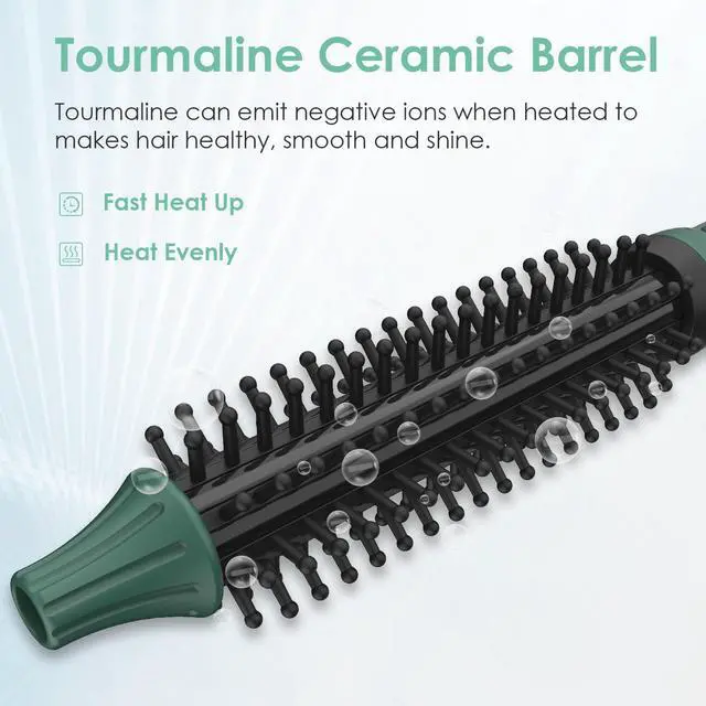 Alt view image 4 of 7 - Mini Thermal Round Brush, 1/2 Inch Barrel Volume Heat Styling Brush for Men and Women Short Thin Curly Straight Hair, Heated Curling Iron,12 Temperature Setting (1.1 Inch with Bristles)