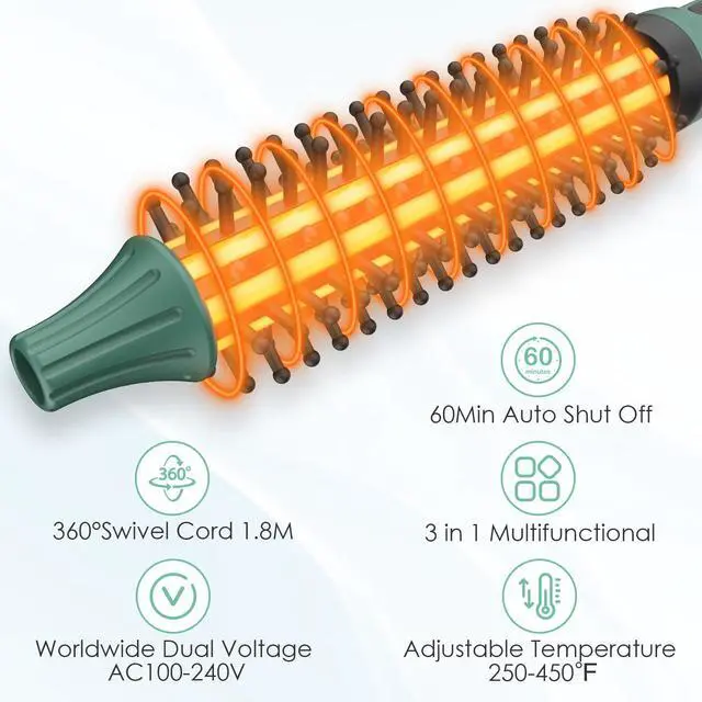 Alt view image 5 of 7 - Mini Thermal Round Brush, 1/2 Inch Barrel Volume Heat Styling Brush for Men and Women Short Thin Curly Straight Hair, Heated Curling Iron,12 Temperature Setting (1.1 Inch with Bristles)