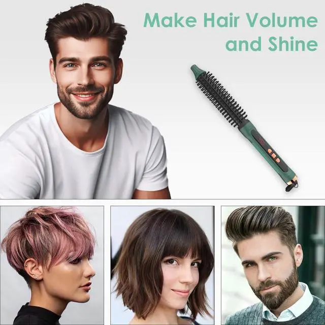 Alt view image 6 of 7 - Mini Thermal Round Brush, 1/2 Inch Barrel Volume Heat Styling Brush for Men and Women Short Thin Curly Straight Hair, Heated Curling Iron,12 Temperature Setting (1.1 Inch with Bristles)