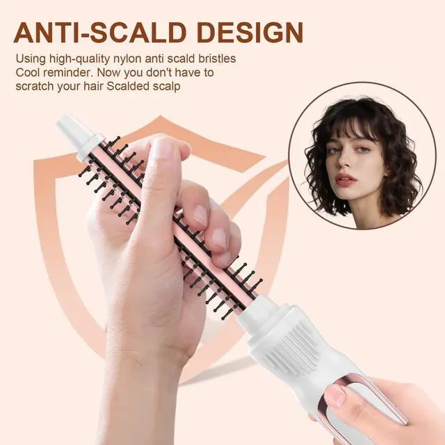 Alt view image 2 of 6 - Thermal Brush 0.5 Inch Curling Iron Volumizing Heated Round Brush 1/2 Inch Ceramic Tourmaline Heated Hot, Multifunctional Styler Curling Wand (White, 0.5 inch)