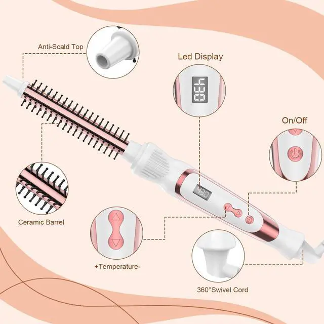 Alt view image 6 of 6 - Thermal Brush 0.5 Inch Curling Iron Volumizing Heated Round Brush 1/2 Inch Ceramic Tourmaline Heated Hot, Multifunctional Styler Curling Wand (White, 0.5 inch)