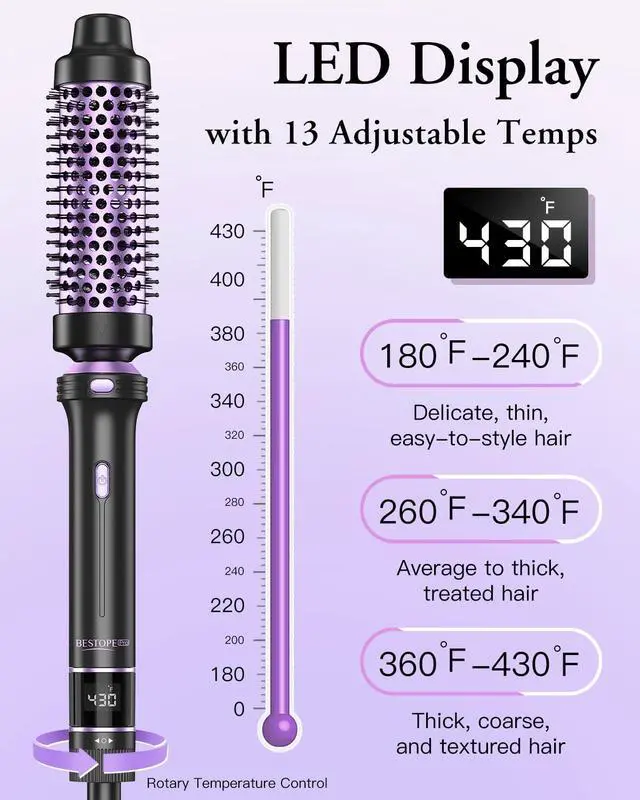 Alt view image 3 of 7 - 5 in 1 Curling Iron, Curling Wand Set with Thermal Brush, Flat Iron Hair Straightener, 3 Ceramic Irons (0.35"-1"), 13 Adjustable Temps, Hair Curler Waver with Heat Resistant Mat, Glove, Clip