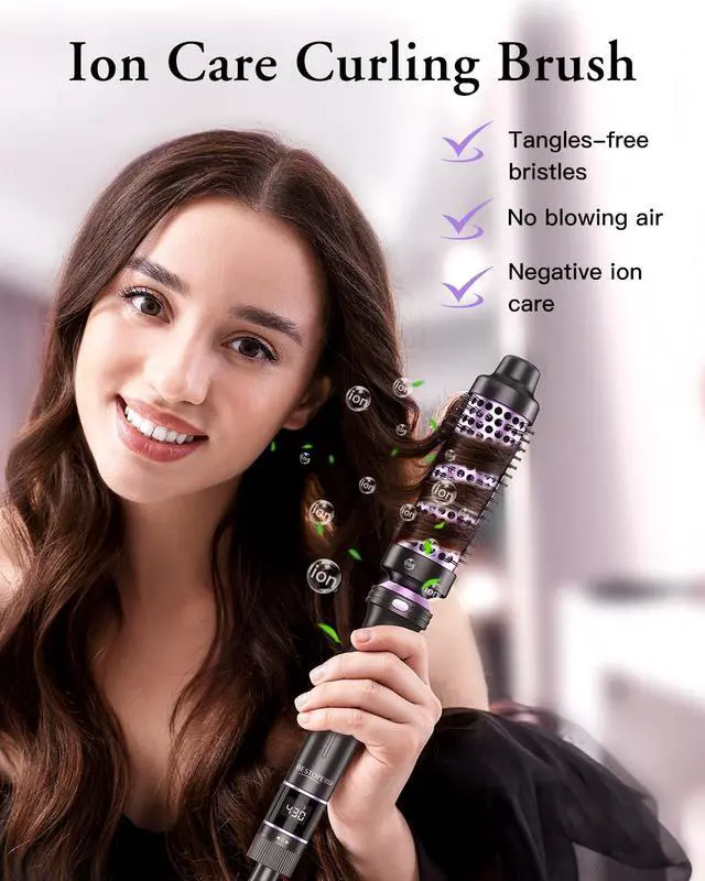 Alt view image 5 of 7 - 5 in 1 Curling Iron, Curling Wand Set with Thermal Brush, Flat Iron Hair Straightener, 3 Ceramic Irons (0.35"-1"), 13 Adjustable Temps, Hair Curler Waver with Heat Resistant Mat, Glove, Clip