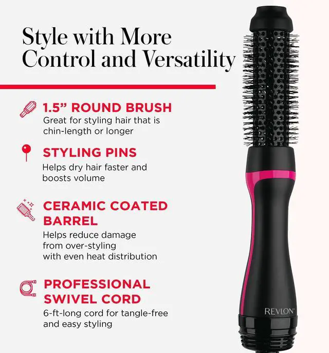 Alt view image 5 of 7 - One-Step Root Booster Round Brush Hair Dryer and Styler, 1.5" Barrel