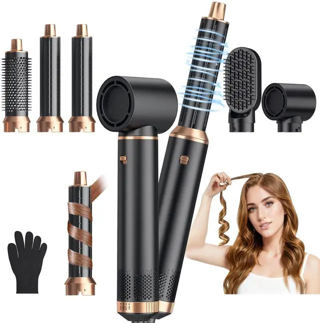 Main image of 5 in 1 Blow Dryer Brush Set, Detachable Hot Air Styler & Hair Dryer Brush for Women, Blowout Brush with Auto Wrap Curling Iron, Smoothing Brush & Round Brush Volumizer for All Hair Types