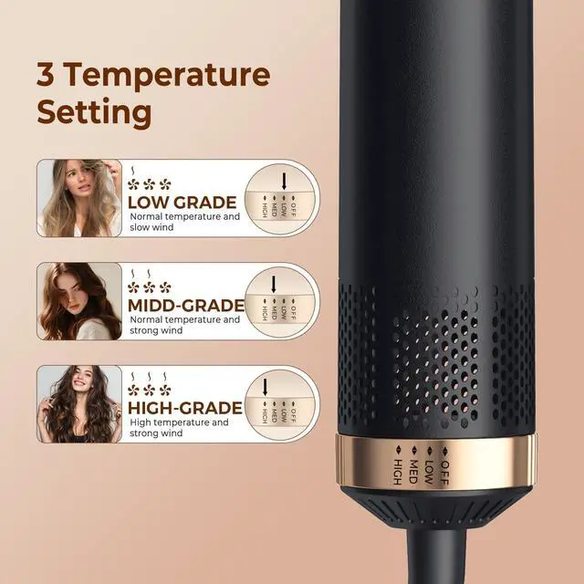 Alt view image 4 of 7 - 5 in 1 Blow Dryer Brush Set, Detachable Hot Air Styler & Hair Dryer Brush for Women, Blowout Brush with Auto Wrap Curling Iron, Smoothing Brush & Round Brush Volumizer for All Hair Types