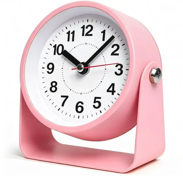 Main image of 3.5" Analog Alarm Clock, Small Retro Desk Clock Battery Operated, Silent Metal Table Clock with Light for Living Room Decor,Bedroom,Bedside,Shelf, Adjustable Angle Snooze Clock for Adults Elderly
