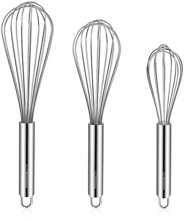 Main image of Stainless Steel Whisk Set 8" 10" 12" Kitchen Whisk Balloon Whisk Kitchen Wisk Wire Whisks for Cooking, Whisking, Blending, Beating, Stirring-3 Pack