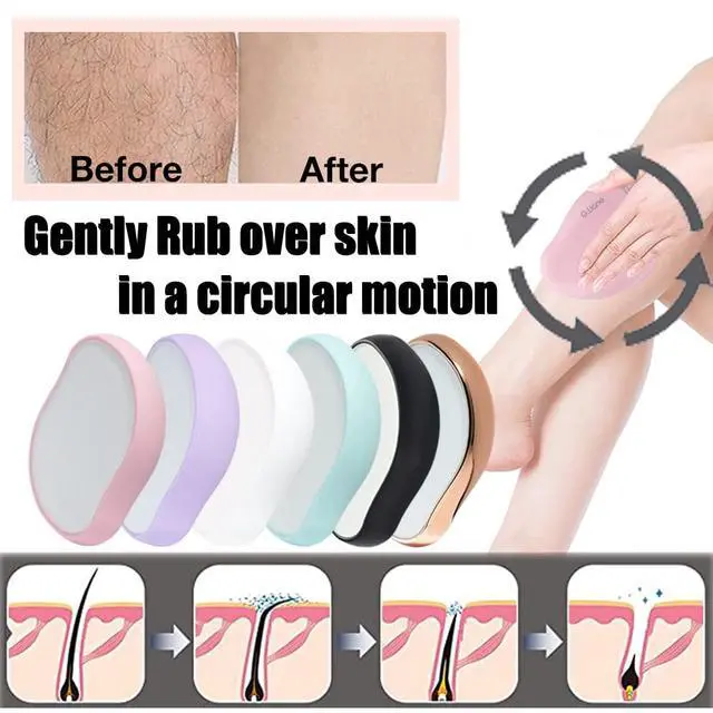 Alt view image 4 of 7 - Crystal Hair Eraser,Physical Glass Hair Removal,Reusable Nano Hair Remover Stone,Epilator for Women and Men,Soft Silky Skin (Pink)