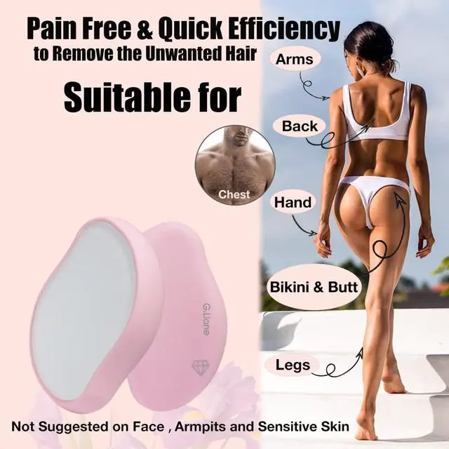 Alt view image 3 of 7 - Crystal Hair Eraser,Physical Glass Hair Removal,Reusable Nano Hair Remover Stone,Epilator for Women and Men,Soft Silky Skin (Pink)