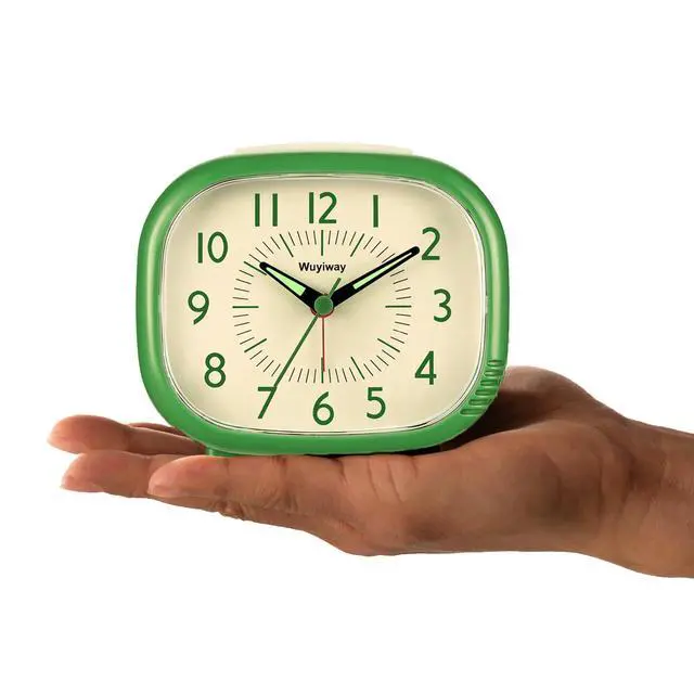 Alt view image 3 of 7 - Retro Alarm Clock - Silent Non-Ticking Analog, Battery Operated with Snooze & Night Light, Vintage Style for Bedroom, Office, Nightstand Decor