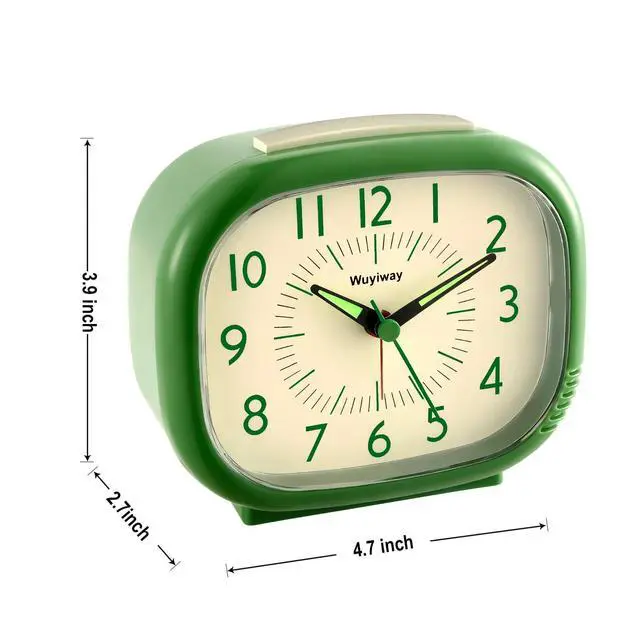 Alt view image 4 of 7 - Retro Alarm Clock - Silent Non-Ticking Analog, Battery Operated with Snooze & Night Light, Vintage Style for Bedroom, Office, Nightstand Decor