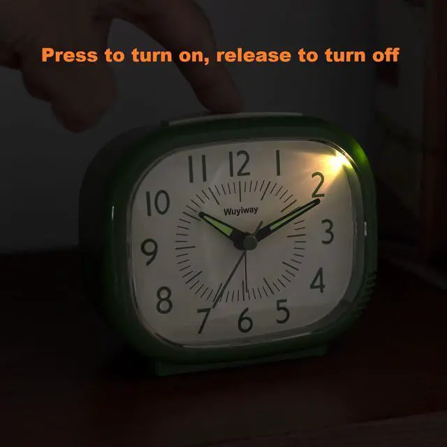 Alt view image 7 of 7 - Retro Alarm Clock - Silent Non-Ticking Analog, Battery Operated with Snooze & Night Light, Vintage Style for Bedroom, Office, Nightstand Decor
