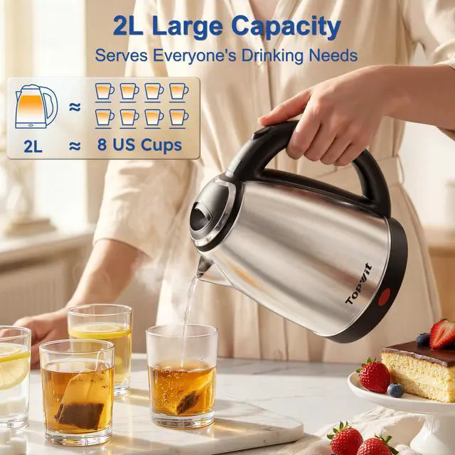 Alt view image 2 of 6 - 2.0L Stainless Steel Electric Kettle, Rapid Boiling Hot Water Kettle
