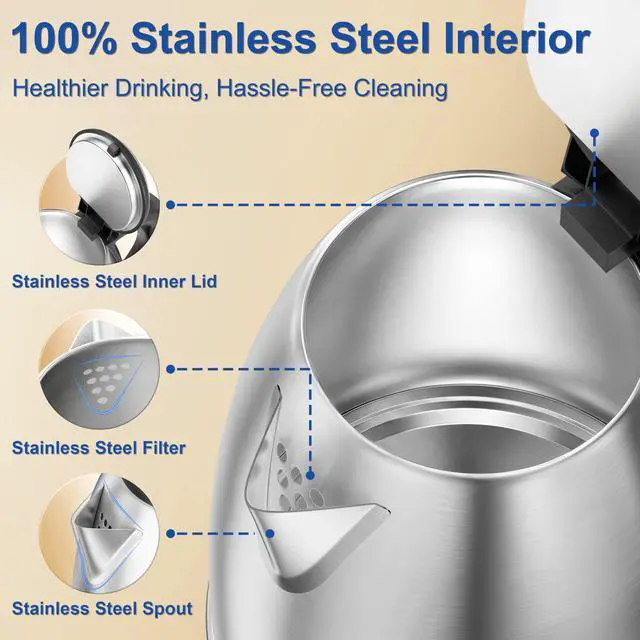 Alt view image 3 of 6 - 2.0L Stainless Steel Electric Kettle, Rapid Boiling Hot Water Kettle