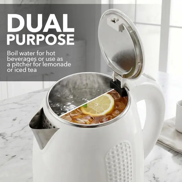 Alt view image 4 of 7 - 1.7L Double Wall Electric Tea Kettle, 1100W Power, White KD64W