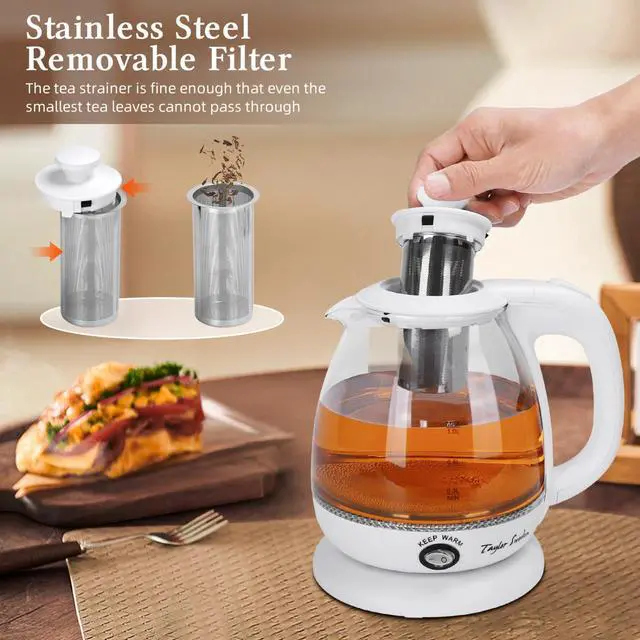 Alt view image 4 of 7 - Electric Kettle With Tea Infuser, 1L Small Electric Kettle With Keep Warm, LED Light Hot Water Boiler & Heater For Coffee & Tea, Auto Shut-Off & Boil Dry Protection, Bpa Free, White
