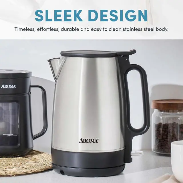 Alt view image 2 of 6 - ® 1.7-Liter Electric Kettle with Rapid Boil and Auto-Shut-Off in Stainless Steel (AWK-1401SB)