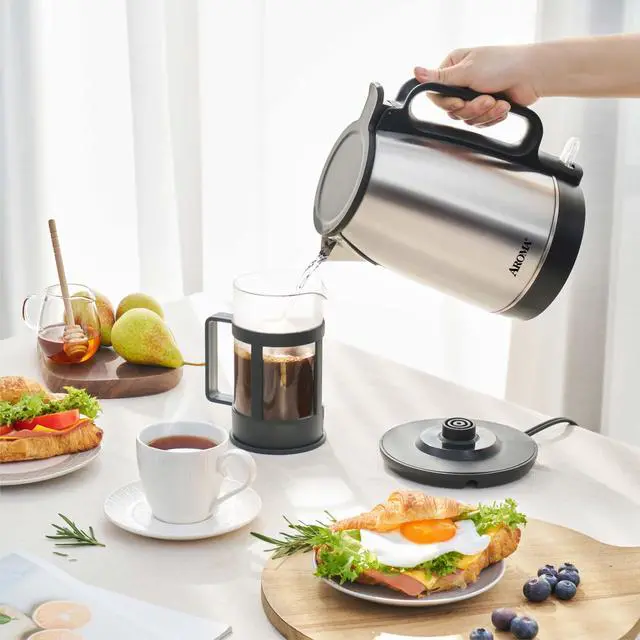 Alt view image 6 of 6 - ® 1.7-Liter Electric Kettle with Rapid Boil and Auto-Shut-Off in Stainless Steel (AWK-1401SB)
