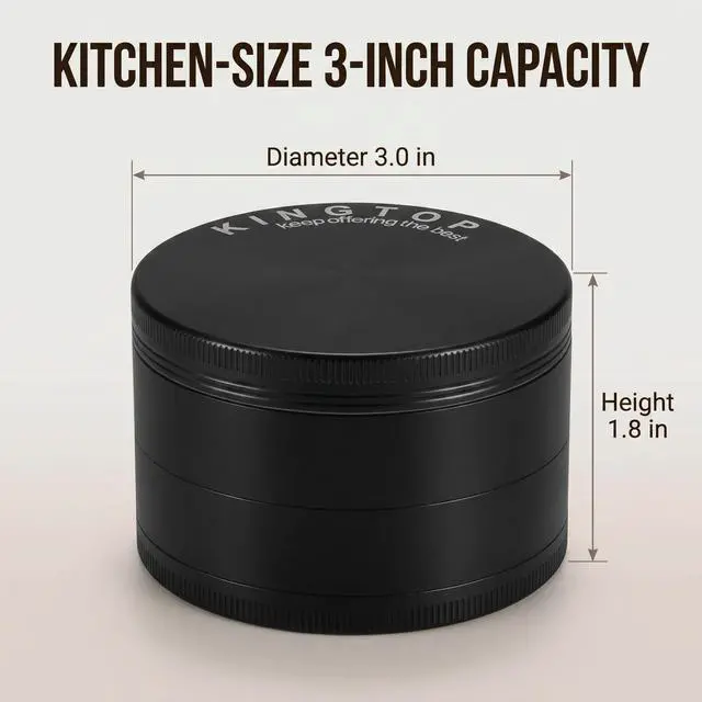 Alt view image 2 of 7 - Grinder, Large 3" Zinc Alloy Spice Grinder (Black)