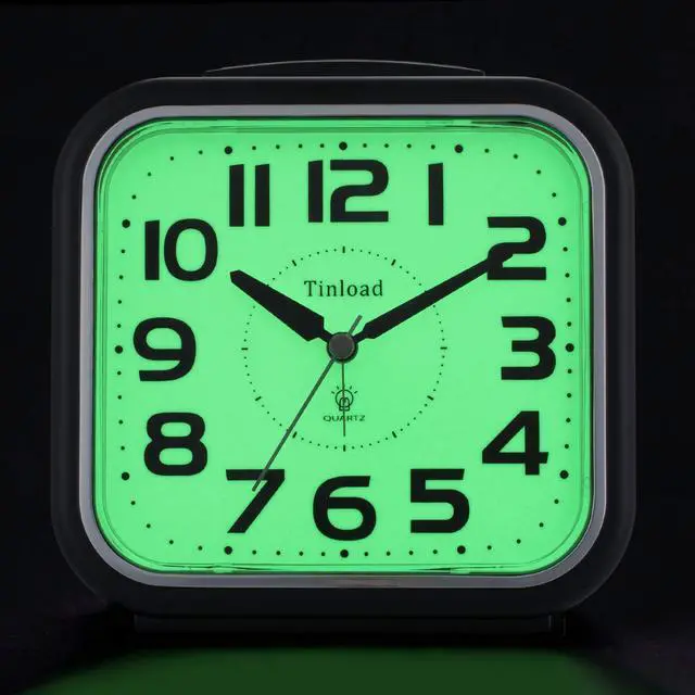 Main image of 5.5" Large Analog Alarm Clock Silent Non Ticking, Glow in Dark dial, Gentle Wake, Beep Sounds, Increasing Volume, Battery Operated Snooze and Manual Light, Easy Set (Best for Elder)