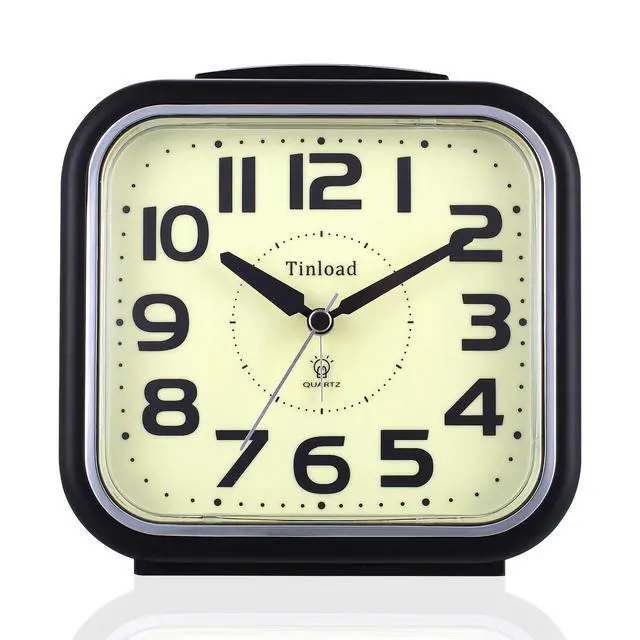 Alt view image 2 of 6 - 5.5" Large Analog Alarm Clock Silent Non Ticking, Glow in Dark dial, Gentle Wake, Beep Sounds, Increasing Volume, Battery Operated Snooze and Manual Light, Easy Set (Best for Elder)