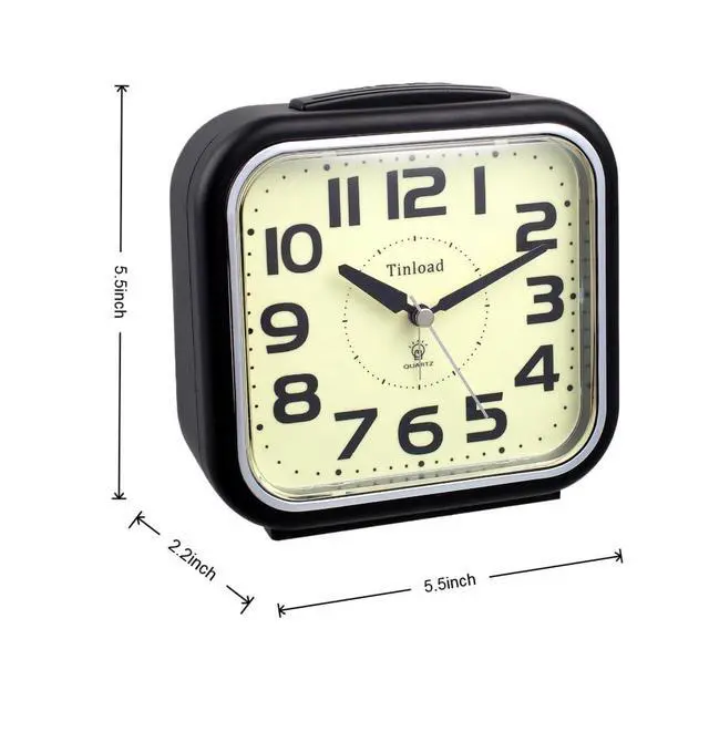 Alt view image 6 of 6 - 5.5" Large Analog Alarm Clock Silent Non Ticking, Glow in Dark dial, Gentle Wake, Beep Sounds, Increasing Volume, Battery Operated Snooze and Manual Light, Easy Set (Best for Elder)