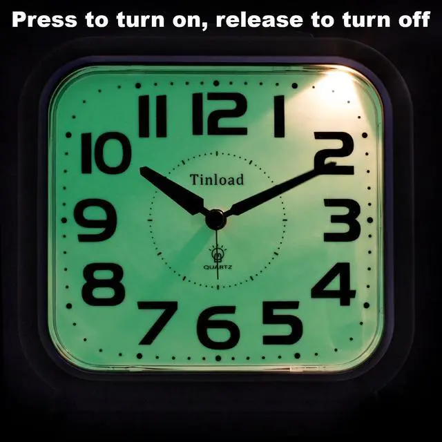 Alt view image 5 of 6 - 5.5" Large Analog Alarm Clock Silent Non Ticking, Glow in Dark dial, Gentle Wake, Beep Sounds, Increasing Volume, Battery Operated Snooze and Manual Light, Easy Set (Best for Elder)