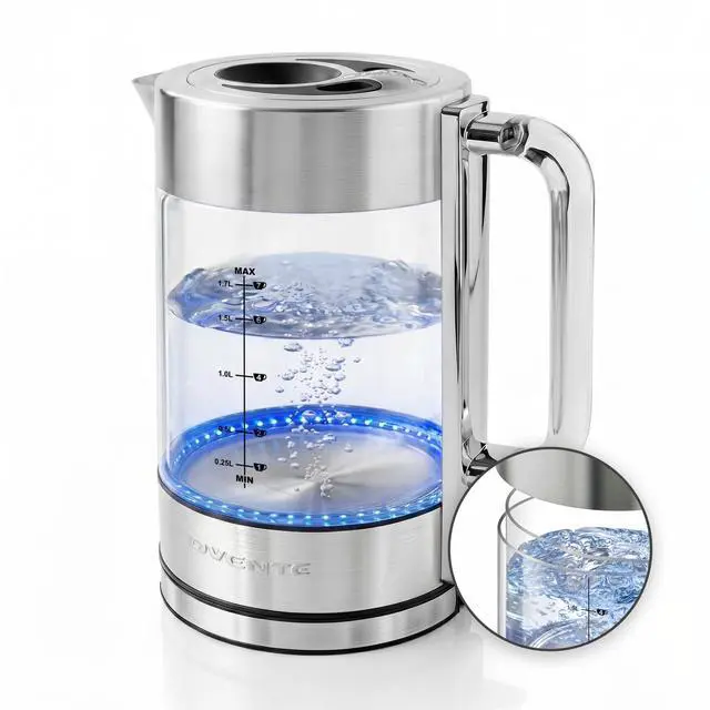 Main image of 1.7L Double Wall Glass Electric Kettle Water Boiler, Silver KG912S