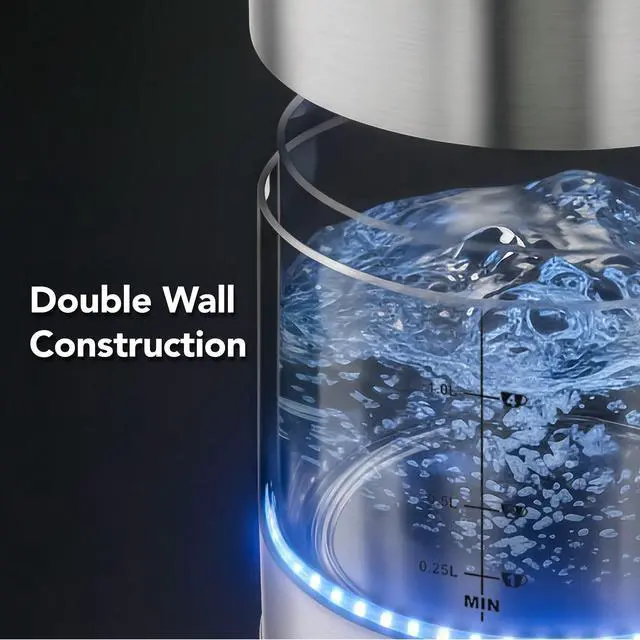 Alt view image 3 of 7 - 1.7L Double Wall Glass Electric Kettle Water Boiler, Silver KG912S