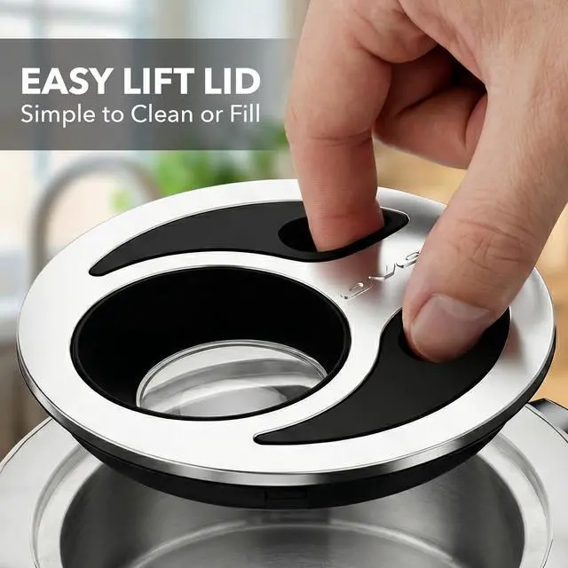 Alt view image 7 of 7 - 1.8L Glass Electric Kettle Water Boiler, Silver KG911S