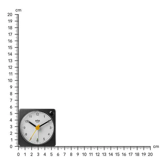 Alt view image 3 of 6 - Classic Travel Analogue Alarm Clock with Snooze and Light, Compact Size, Quiet Quartz Movement, Crescendo Beep Alarm in Black and White, Model BC02XBW.