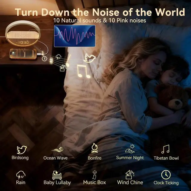 Alt view image 5 of 7 - Sunrise Alarm Clock White Noise Sound Machine for Bedroom