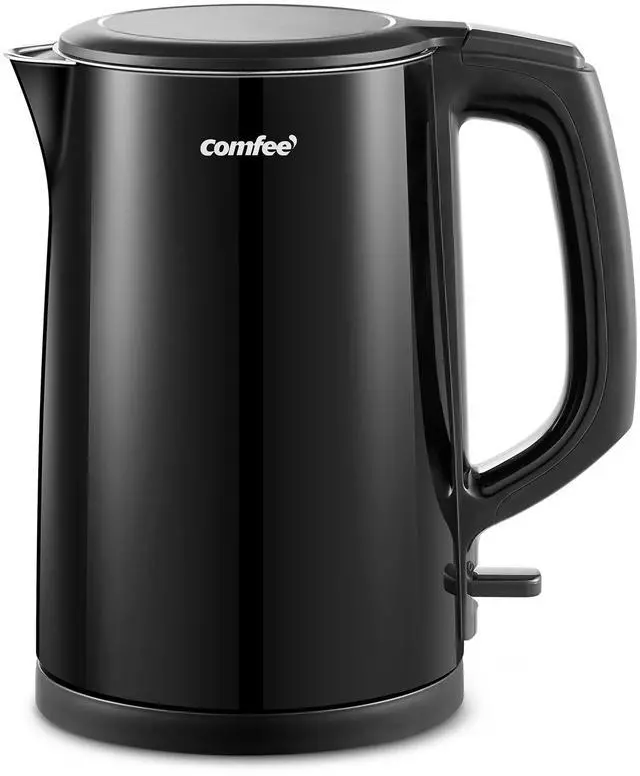 Main image of 'Electric Kettle and Tea Kettle, 1.5L Double Wall, Stainless Steel Interior, Lid & Spout, Fast Boil, Auto-Off, and Boil-Dry Protection, 1500W