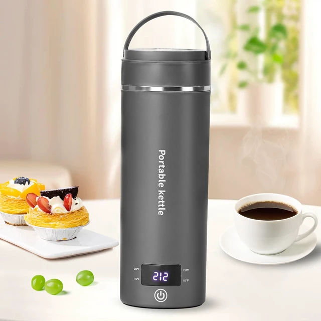 Main image of Travel Electric Kettle Portable Mini Kettle,Small Hot Water Boiler with 4 Temperature Settings,304 Stainless Steel,Fast Boiling Water with Auto Shut-Off and Boil Dry Protection,400ml (Grey, 400ml)