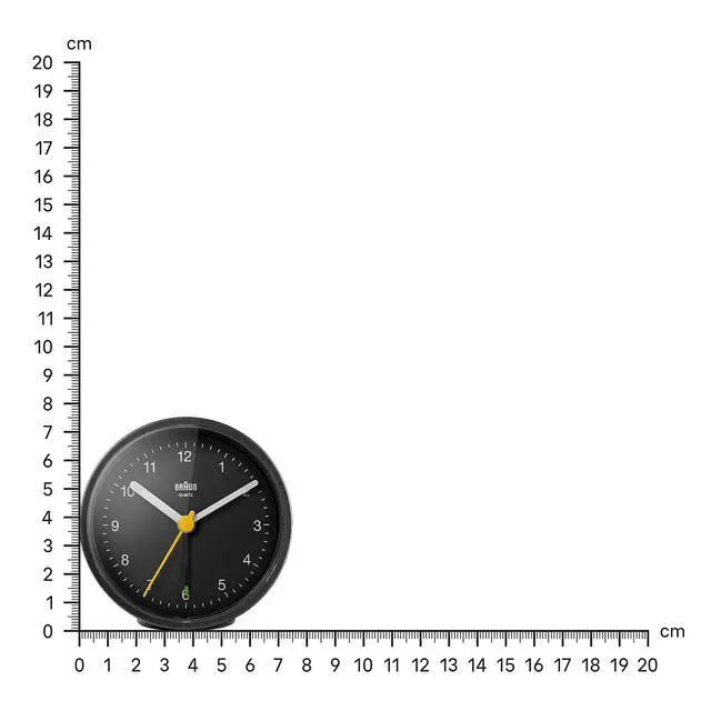 Alt view image 3 of 6 - Classic Analogue Alarm Clock with Snooze and Light, Quiet Quartz Movement, Crescendo Beep Alarm in Black, Model BC12B.