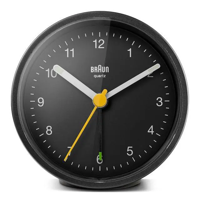 Alt view image 5 of 6 - Classic Analogue Alarm Clock with Snooze and Light, Quiet Quartz Movement, Crescendo Beep Alarm in Black, Model BC12B.