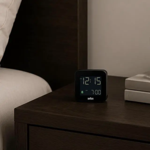 Alt view image 5 of 7 - Digital Travel Alarm Clock with Snooze, Compact Size, Negative LCD Display, Quick Set, Crescendo Beep Alarm in Black, Model BC08B (1-Pack)