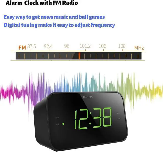 Alt view image 4 of 7 - Digital Alarm Clock Radio, FM Radio Alarm Clocks for Bedrooms, Dual Alarm Clock Radios for Bedroom with Battery Backup, Sleep Timer Function, Easy Snooze and Large LED Display - Black