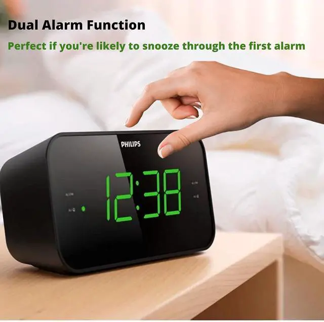 Alt view image 7 of 7 - Digital Alarm Clock Radio, FM Radio Alarm Clocks for Bedrooms, Dual Alarm Clock Radios for Bedroom with Battery Backup, Sleep Timer Function, Easy Snooze and Large LED Display - Black