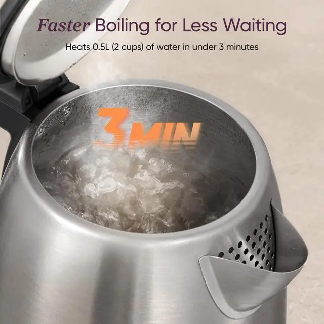 Alt view image 3 of 7 - Stainless Steel Electric Kettle, No Plastic Contact with Water, 1.7L
