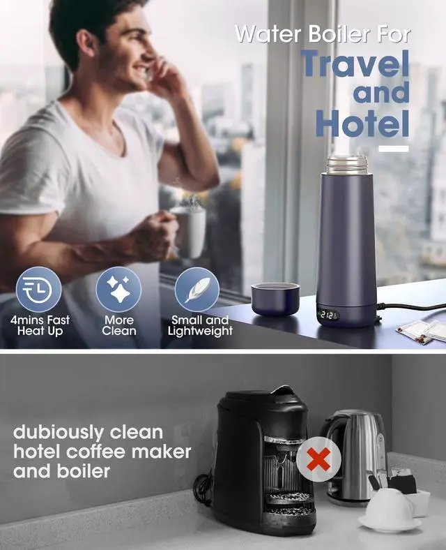 Alt view image 2 of 7 - Portable Electric Kettle for Travel Global Use 110-240V