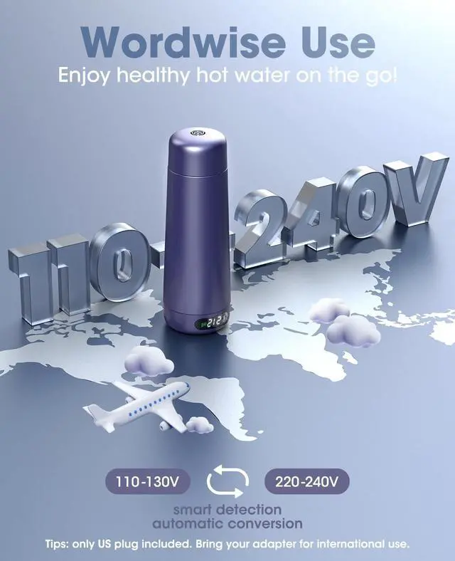 Alt view image 3 of 7 - Portable Electric Kettle for Travel Global Use 110-240V
