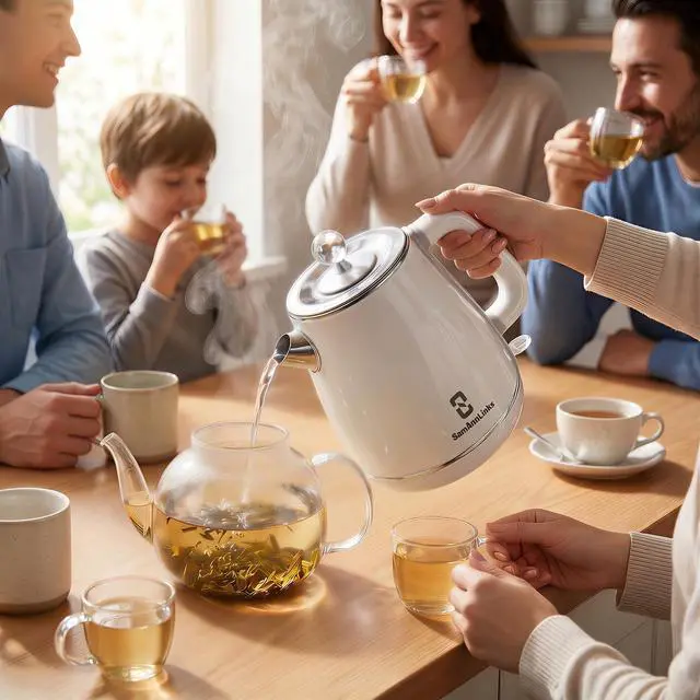 Alt view image 7 of 7 - Electric Kettle - 1.8L Cordless Tea Pot, Stainless Steel Interior, Fast Boiling, Double Wall Insulation, Auto Shut-Off, White