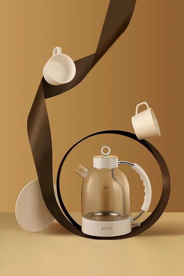 Alt view image 4 of 7 - Electric Kettle, Glass Electric Tea Kettle Boiler Gifts for Men/Women/Family 1.5L 1500W Borosilicate Glass Tea Heater, with Auto Shut-Off and Boil-Dry Protection (Beige)