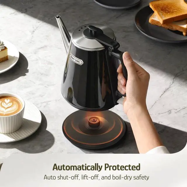 Alt view image 4 of 7 - Electric Kettle - 1L/34oz Small Tea Kettle, 800W Fast Boil, All 304 Stainless Steel Interior, Double Wall for Cool Touch and Thermal, Auto Shut-Off, BPA-Free, Cordless - Jet Black