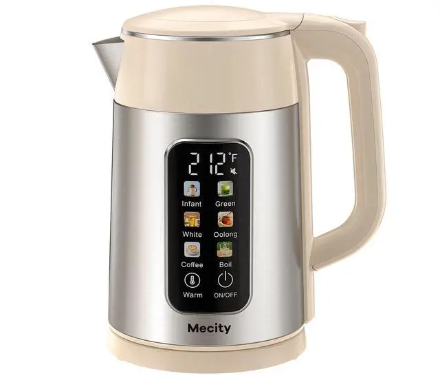 Main image of Electric Kettle 1.7L Touch Screen Temperature Control Water Boiler, No Plastic Contact with Water. 6 Presets For Tea and Coffee, 2 Hours Keep Warm, Auto Shut Off, Cream & Stainless Steel Color