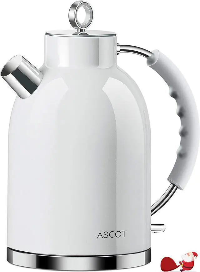 Main image of Electric Kettle, Stainless Steel Tea Boiler 1.5qt 1500W Retro Tea Heater & Boiling Kettle, Auto Shut-Off and Boil-Dry Protection(White)