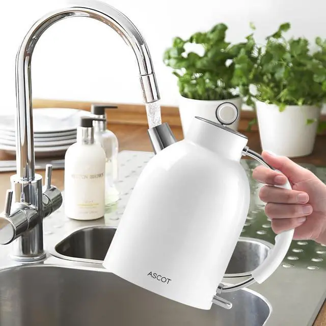 Alt view image 5 of 6 - Electric Kettle, Stainless Steel Tea Boiler 1.5qt 1500W Retro Tea Heater & Boiling Kettle, Auto Shut-Off and Boil-Dry Protection(White)